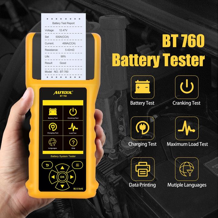 AUTOOL BT760 Battery Tester 6V-32Volts With Printer